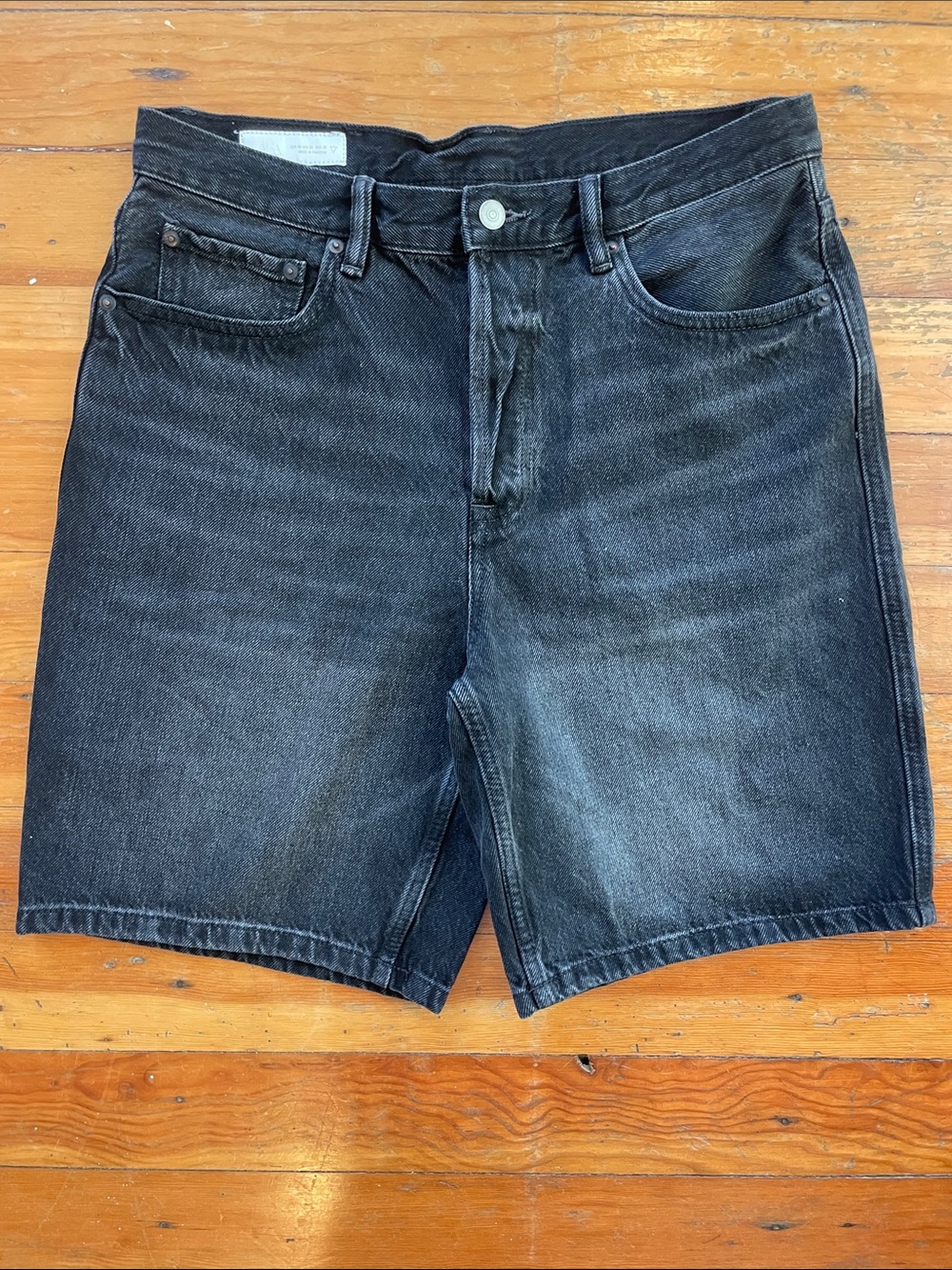 Zara Black Washed Denim Shorts